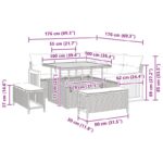 vidaXL 8 kusová záhradná sedačka s poduškami čierny ratan akáciový – Obrázok 7
