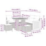 vidaXL 8-dielny záhradný pohovkový set s vankúšmi čierny poly ratan akáciový – Obrázok 7