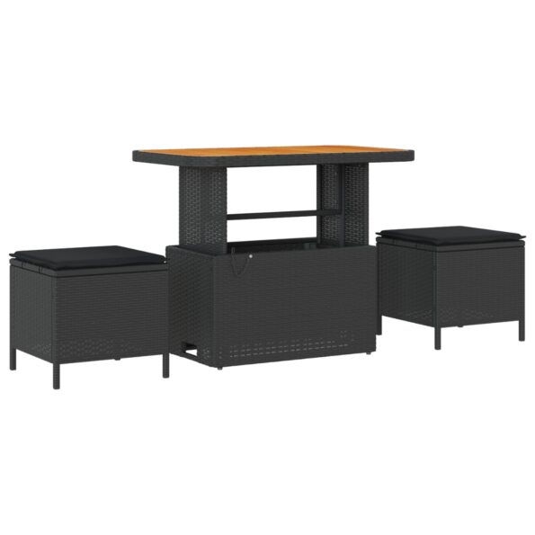 vidaXL 8-dielna súprava záhradného gauča s vankúšmi Čierna Poly ratan Akácia – Obrázok 4