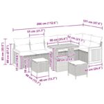 vidaXL 9-dielna záhradná sedacia súprava s vankúšmi čierna poly ratan a akácia – Obrázok 10