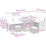 Súprava záhradných pohoviek vidaXL 9 kusov s vankúšmi béžová polyratan akácia, Súprava záhradných pohoviek vidaXL 2-miestna s vankúšmi béžová polyratan, Súprava záhradného jedálenského nábytku vidaXL 3 kusy s vankúšmi béžová polyratan akácia – Obrázok 6