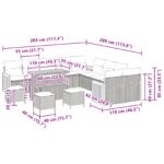 vidaXL 14-dielna súprava záhradných gaučov s vankúšmi béžový poly ratan akácia – Obrázok 9