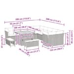 vidaXL 13-dielna záhradná sedacia súprava s vankúšmi čierna poly ratanová acacia – Obrázok 12