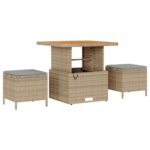 vidaXL 13-dielny záhradný sofa set s vankúšmi béžový poly ratan akácia – Obrázok 6