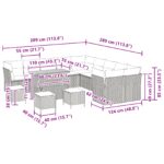 vidaXL 14-dielny záhradný pohovka set s vankúšmi šedý poly ratan akácia – Obrázok 12