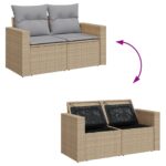 8-dielny záhradný sedačkový set s vankúšmi Béžový Poly Ratan Akácia, 3-dielny záhradný jedálenský set s vankúšmi Béžový Poly Ratan Akácia – Obrázok 9