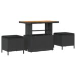 vidaXL 11-dielna záhradná pohovková súprava s vankúšmi čierny polyratan akácia – Obrázok 4