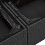 12 kusový set záhradných pohoviek s vankúšmi čierny poly ratan akáciový, 3 kusový záhradný jedálenský set s vankúšmi čierny poly ratan akáciový – Obrázok 9