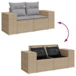vidaXL 13-dielny záhradný pohovkový set s vankúšmi béžový poly ratan akácia – Obrázok 11