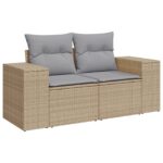 vidaXL 13-dielny záhradný pohovkový set s vankúšmi béžový poly ratan akácia – Obrázok 6