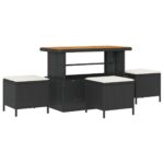 vidaXL 14-dielna záhradná pohovka so vankúšmi čierny poly ratan akácia – Obrázok 4