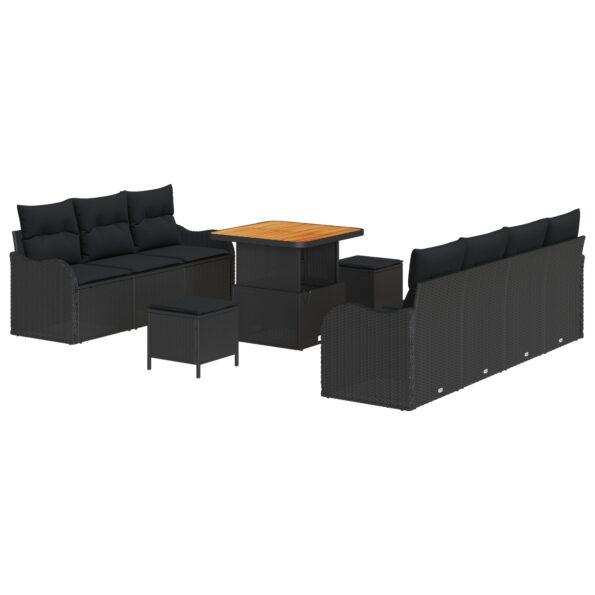3364174_2.jpg vidaXL 10-dielny záhradný gaučový set s vankúšmi čierny polyratan akácia – Obrázok 2