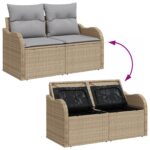 vidaXL 10-dielny záhradný pohovkový set s vankúšmi Béžový Poly Ratan Akácia – Obrázok 11