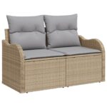 vidaXL 10-dielny záhradný pohovkový set s vankúšmi Béžový Poly Ratan Akácia – Obrázok 6