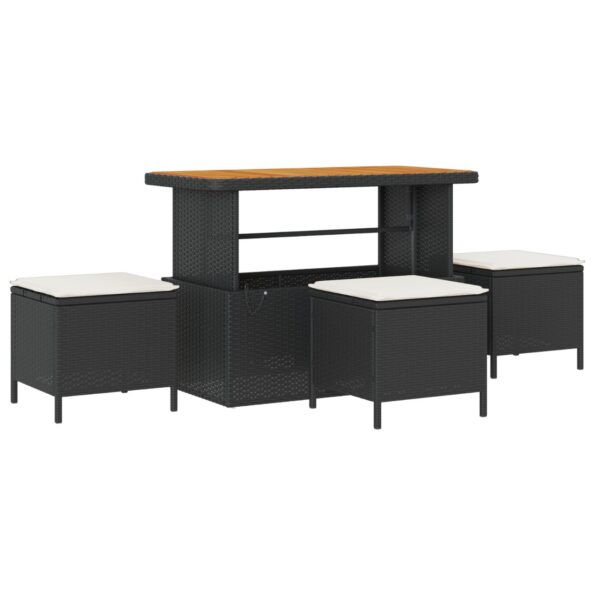 vidaXL 13 kusová súprava záhradných sedačiek s vankúšmi Čierny polyratan Akácia – Obrázok 4