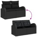 vidaXL 11-dielny záhradný gaučový set s vankúšmi čierny polyratan akácia – Obrázok 10