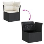 vidaXL 12-dielna záhradná súprava sofa s vankúšmi čierny poly ratan akáciový – Obrázok 12