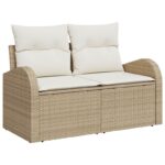 vidaXL 14 Dielna Záhradná Pohovka so Vankúšmi Béžová Polyratan Akácia – Obrázok 5