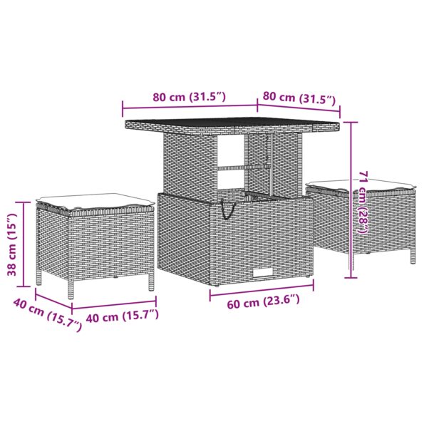 vidaXL 10-dielna súprava záhradnej pohovky s vankúšmi béžová poly ratan akácia – Obrázok 12
