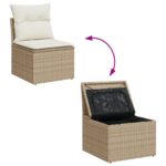 vidaXL 10-dielny záhradný pohovkový set s vankúšmi Béžový Poly Rattan Akácia – Obrázok 10