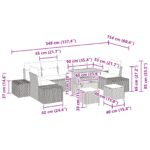 vidaXL 10-dielny záhradný pohovkový set s vankúšmi Béžový Poly Rattan Akácia – Obrázok 12