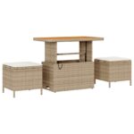 vidaXL 10-dielny záhradný pohovkový set s vankúšmi Béžový Poly Rattan Akácia – Obrázok 6