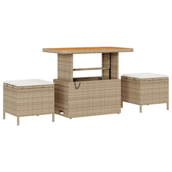 3364721_6.jpg vidaXL 10-dielny záhradný pohovkový set s vankúšmi Béžový Poly Rattan Akácia – Obrázok 6