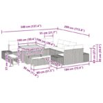 vidaXL 13-dielna záhradná sedacia súprava s vankúšmi čierna poly ratan acacia – Obrázok 12