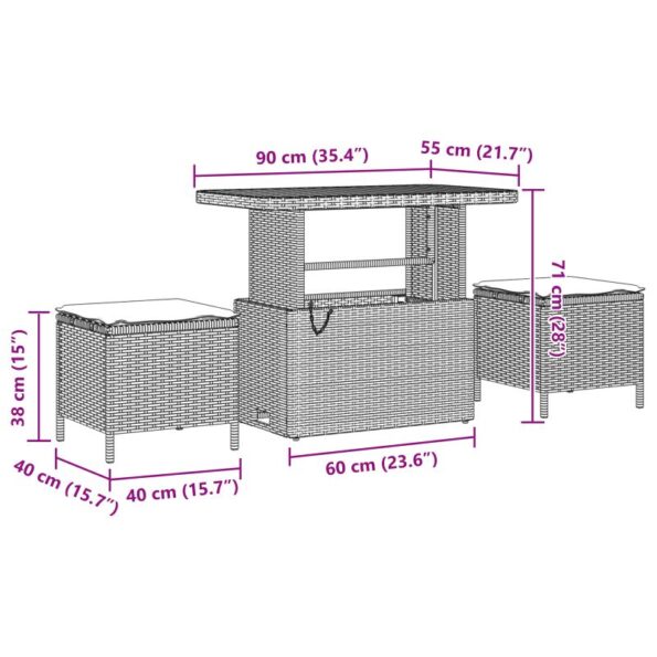 vidaXL 8-dielna záhradná sada sofa s vankúšmi z čierneho polyratanu a akácie – Obrázok 12