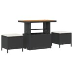 vidaXL 8-dielna záhradná sada sofa s vankúšmi z čierneho polyratanu a akácie – Obrázok 4