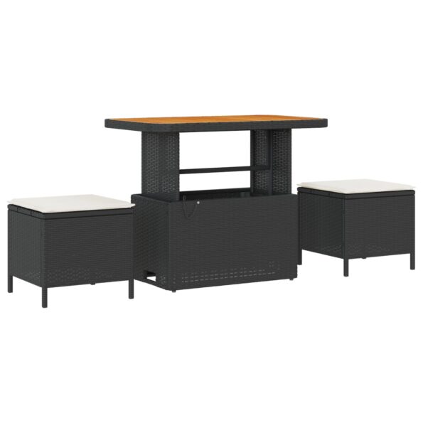 vidaXL 8-dielna záhradná sada sofa s vankúšmi z čierneho polyratanu a akácie – Obrázok 4