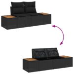 vidaXL 10-dielny záhradný gaučový set s vankúšmi, čierny poly ratan akácia – Obrázok 11