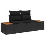 vidaXL 10-dielny záhradný gaučový set s vankúšmi, čierny poly ratan akácia – Obrázok 6