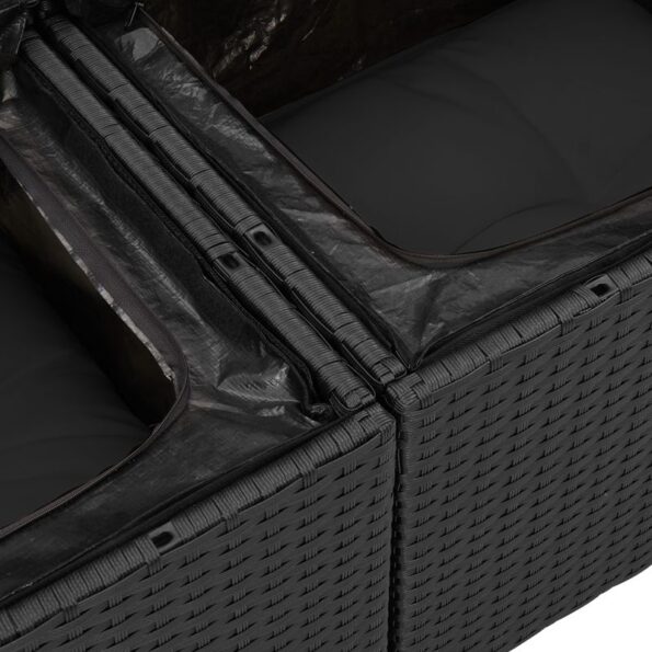vidaXL 11-dielny záhradný pohovkový set s vankúšmi čierny polyratan akácia – Obrázok 9