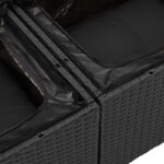vidaXL 12 dielny záhradný pohovkový set s vankúšmi čierny poly ratan akácia – Obrázok 9