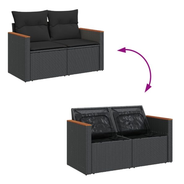 3364974_12.jpg vidaXL 11-dielny záhradný pohovkový set s vankúšmi čierny poly ratan akácia – Obrázok 12