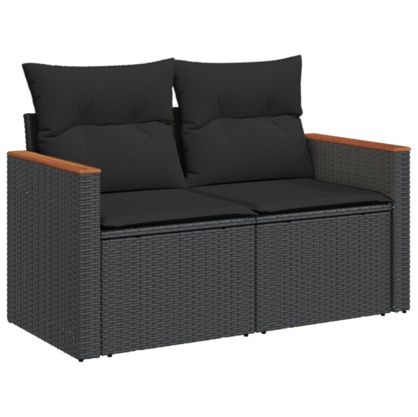 3364974_6.jpg vidaXL 11-dielny záhradný pohovkový set s vankúšmi čierny poly ratan akácia – Obrázok 6