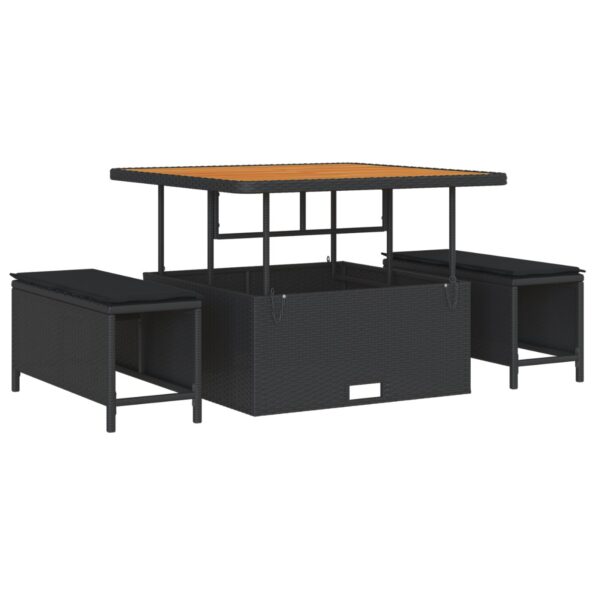 3364974_7.jpg vidaXL 11-dielny záhradný pohovkový set s vankúšmi čierny poly ratan akácia – Obrázok 7