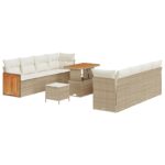 vidaXL Sada záhradných pohoviek 11 kusov s poduškami béžová poly ratan akácia – Obrázok 2