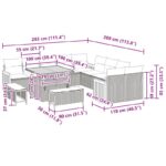 vidaXL 13-dielny záhradný pohovkový set s vankúšmi čierny polyratan akácia – Obrázok 12