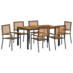 vidaXL 7-dielna záhradná jedálenská súprava čierny poly ratan – Obrázok 2