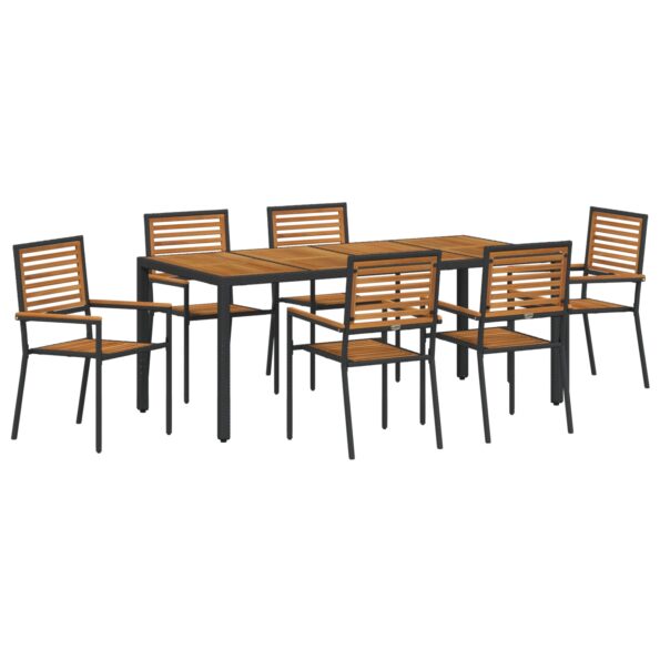 3365442_2.jpg vidaXL 7-dielny záhradný jedálenský set Čierny poly ratan akácia – Obrázok 2