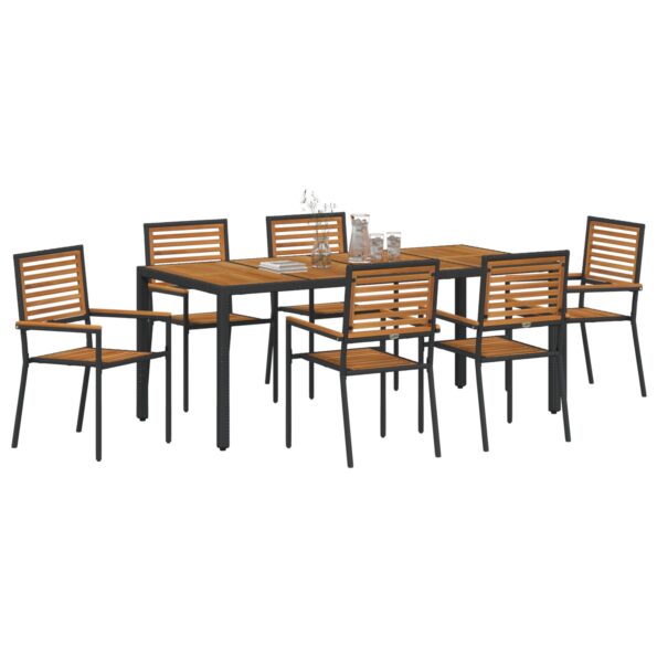 3365442_3.jpg vidaXL 7-dielny záhradný jedálenský set Čierny poly ratan akácia – Obrázok 3