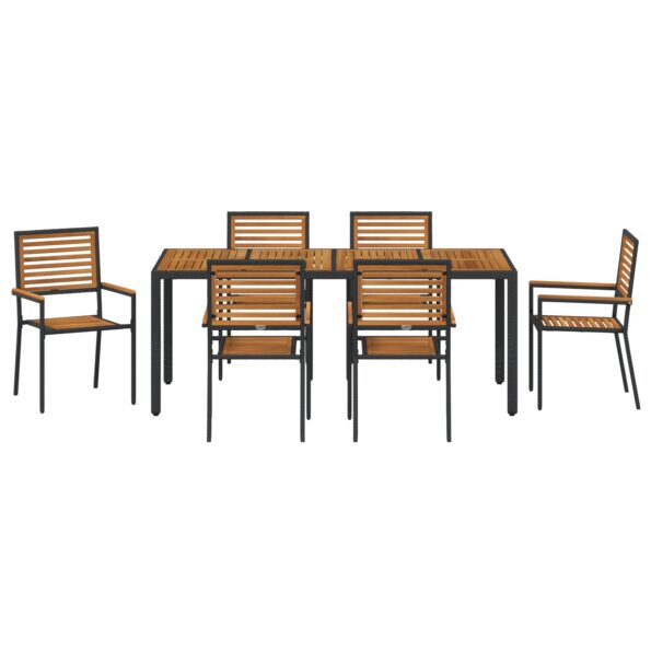 3365442_7.jpg vidaXL 7-dielny záhradný jedálenský set Čierny poly ratan akácia – Obrázok 7