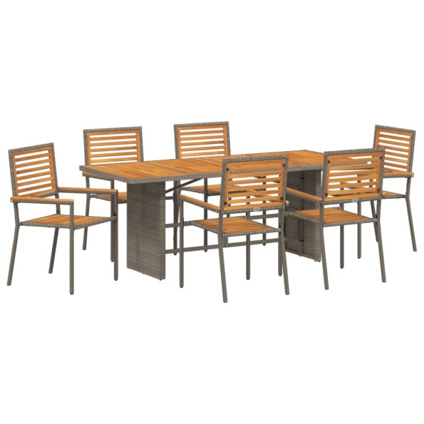 3365451_2.jpg vidaXL 7-dielny záhradný jedálenský set sivý polyratan akácia – Obrázok 2