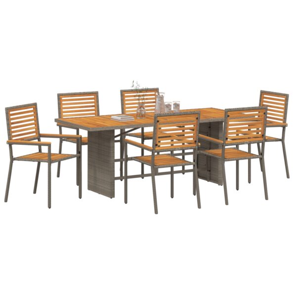 3365451_3.jpg vidaXL 7-dielny záhradný jedálenský set sivý polyratan akácia – Obrázok 3