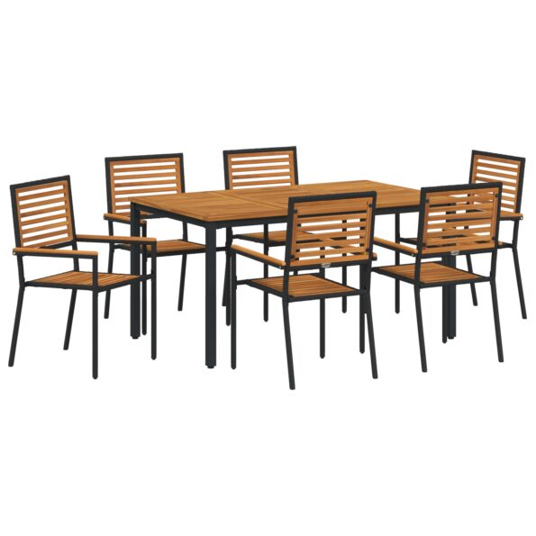 3365499_2.jpg vidaXL 7-dielna záhradná jedálenská súprava čierna poly rattan akácia – Obrázok 2