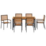 vidaXL 7-dielna záhradná jedálenská súprava čierna poly rattan akácia – Obrázok 7
