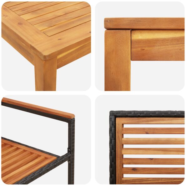 vidaXL 3-dielna súprava na posedenie v záhrade čierny poly ratan akácia – Obrázok 9