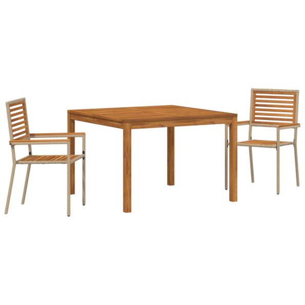3365531_2.jpg vidaXL 3-dielny záhradný jedálenský set béžový, poly ratan, akácia – Obrázok 2